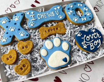 Valentines Day- I Chews U Blue Gourmet Dog Treats | Valentine Dog Treats | Organic Dog Treats | All Natural Dog Cookies | Dog Treat Box |
