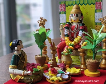 Little Girl Whispering to Nandi Indian Collectible Golu doll