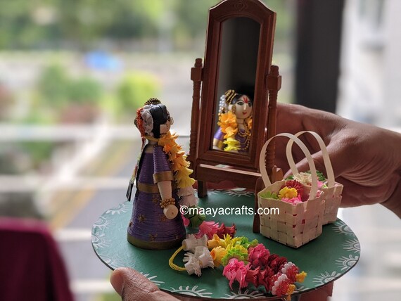 Little Girl Whispering to Nandi Indian Collectible Golu doll