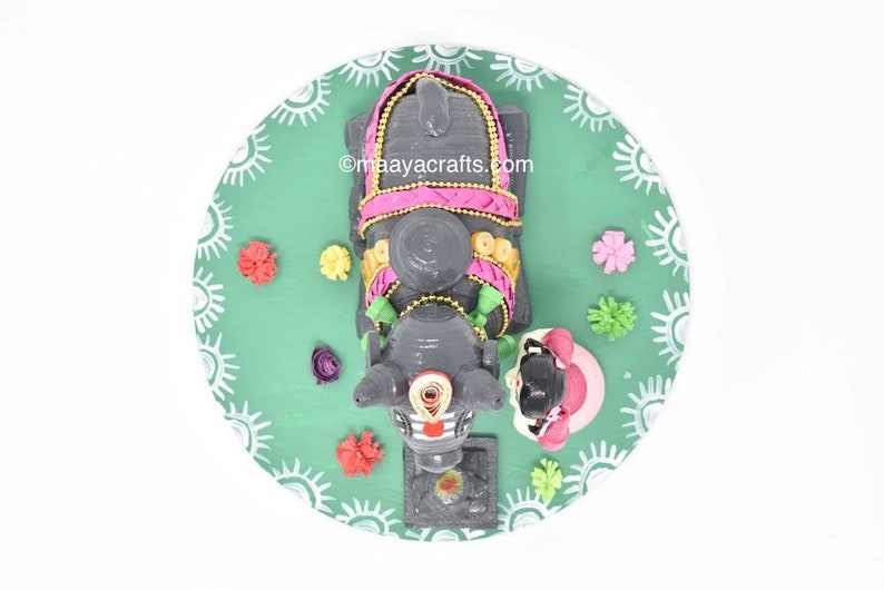 Little Girl Whispering to Nandi Indian Collectible Golu doll