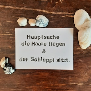 Postkarte Spruch Hauptsache die Haare... A6 Spaß bei der Arbeit Grußkarte Humorkarte Büro schwarz weiß 画像 1