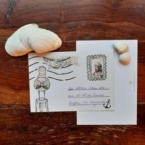 Cartolina con scritto "I gabbiani sembrano tutti chiamati Emma" del poeta Christian Morgenstern