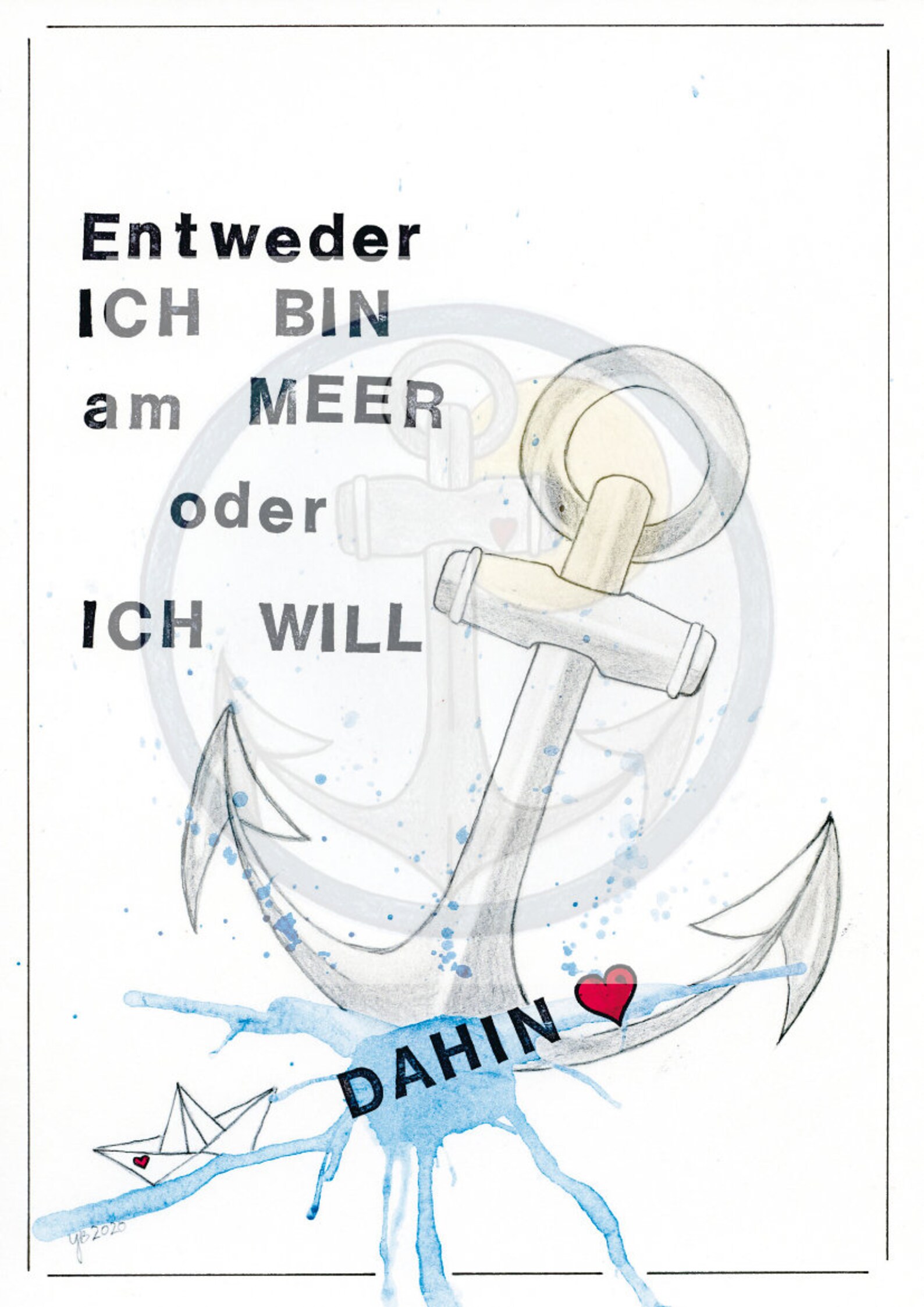Kunstdruck Poster Anker Spruch Maritimer Druck Deko Bild A4