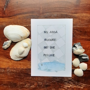 Carte postale carte de vœux "Nu ABBA BUDDER bei die FISCHE" A6 invitation à l'enterrement de vie de garçon carte de voeux carte d'artiste