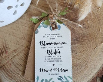 10x GASTGESCHENK Hochzeit Taufe Kommunion Vintage - Boho | personalisiert | Gastgeschenke | Blumensamen | Hochzeitsgastgeschenk | Eukalyptus