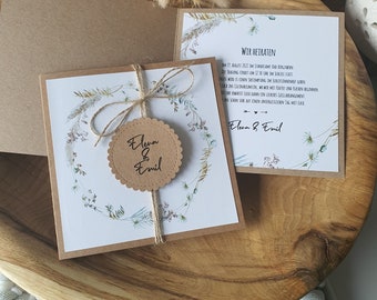 Einladungen zur Hochzeit Kommunion Taufe Konfirmation | wilde Blumen | Hochzeitseinladungen | Hochzeitskarten Boho Blumen Vintage Rustik