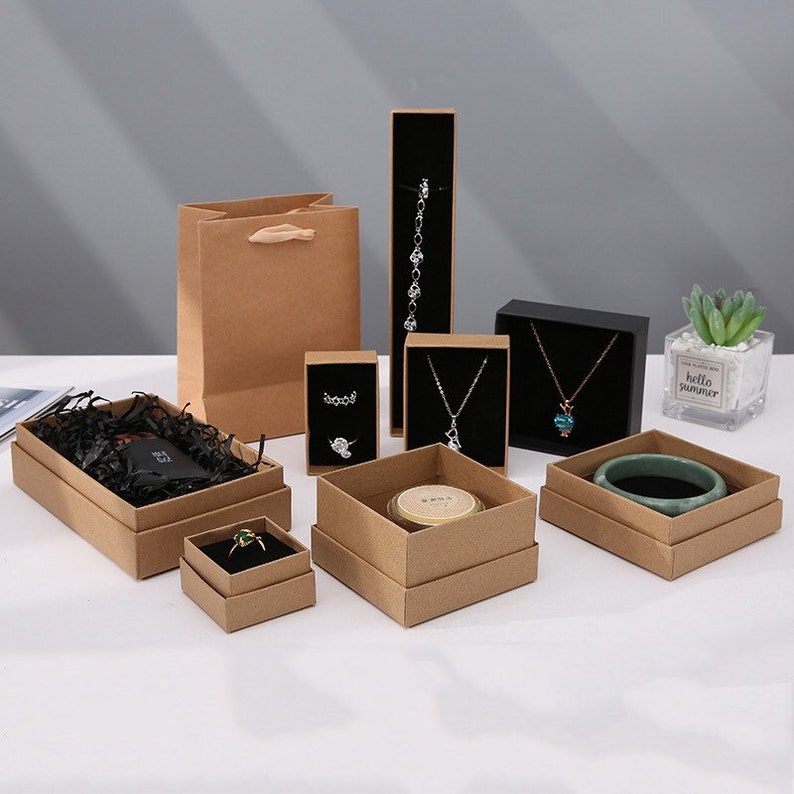 Eco friendly Tarnish free Kraft paper Jewelry box with lid Etsy