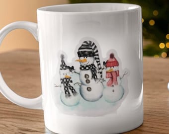 Triple Snowman Clear Christmas Sticker, Christmas Sticker, Car Decal, Christmas Ornament Sticker, Laptop Sticker, Water Bottle Sticker