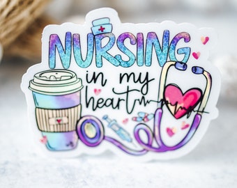 Nurse Sticker, Nursing In My Heartbeat, Social Worker Gift, Labor Day Sticker, Medical Sticker, Water Bottle Sticker,Nurse Labor Day Sticker