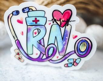 Christmas Sticker, RN Water Bottle Sticker, Registered Nurse Decal, Waterproof Sticker, Car Accessories, Bumper Decal, Window Decal, Medical