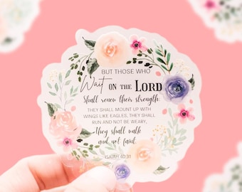 Faith Sticker, Christian Stickers, Bible Verse Sticker, Inspirational Sticker, Isaiah 40:31, Scripture Stickers, Wait On The Lord Sticker