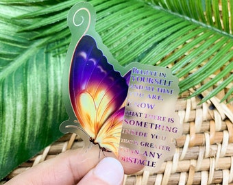 Believe In Yourself Clear Sticker, Butterfly Car Decal, Social Worker Sticker, Vinyl Sticker, Bumper Stickers, Notebook Sticker, Encouraging