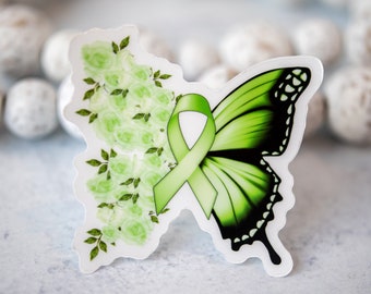 Mental Health Awareness  Butterfly Sticker, Water Bottle Decal, Clear Vinyl Sticker, Inspirational Label, Encouraging, Self Love, Suicide