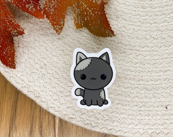 Cute Cat Sticker, Car Accessories, Stitched Kitten Label, Animal Sticker, Halloween Sticker, Spooky October, Little Cat Sticker,Gift For Kid