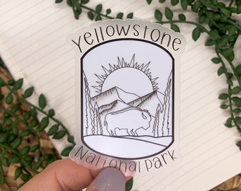 Yellowstone Sticker, National Park Decal, Clear Sticker, MacBook Decal, Laptop Stickers, Patriotic Labels, American Sticker, Tourist Sticker