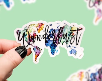 Travel Stickers For Luggage, Water Bottle Stickers Waterproof, Camper Stickers, Suitcase Decal, Wanderlust Sticker, World Map Decal, Car