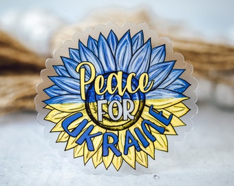 Peace For Ukraine Sticker, Ukraine Sunflower Sticker, Ukraine Colors Label, Stand With Ukraine Decal, Anti War Sticker, Peace Label,Stop War