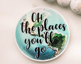 Oh The Places You'll Go Sticker, Vinyl Sticker, Car Sticker, Travel Sticker, Mountain Sticker, Gift For Traveler, Laptop Sticker