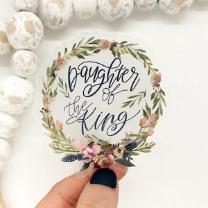 Adesivo transparente com corte de coroa de flores religiosas da filha do rei, ótimo presente feminino