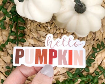 Hello Pumpkin Sticker, Fall Decal, Halloween Sticker, Vinyl Sticker, Car Accessories, Die Cut Sticker, Water Bottle Sticker,Waterproof Decal