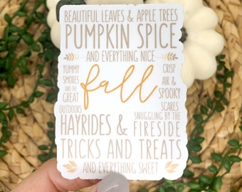 Fall Decal, Vinyl Stickers, Fall Car Stickers, Die Cut Label, Seasonal Decal, Travel Label, Laptop Decal, Car Stickers, Waterproof Decals