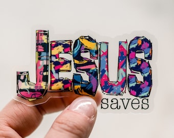 Jesus Saves Sticker, Christian Label, Jesus Car Decal, Die Cut Label, Faith Decal, The King Of Kings Sticker, Laptop Sticker, Notebook Label