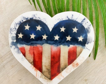 4th Of July Sticker, American Flag Sticker, Love America Sticker, Patriotic Sticker, American Car Decal,USA Heart Sticker,Water Bottle Decal