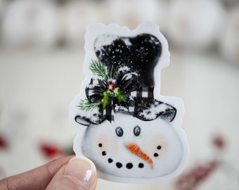 Snowman Head Christmas Sticker, Christmas Sticker, Car Decal, Holiday Decal, Stocking Stuffer, Laptop Sticker, Water Bottle Sticker