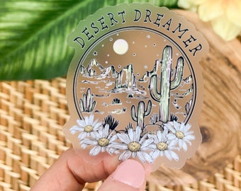 Desert Dreamer Sticker, Western Stickers, Clear Label, Western Car Decal, Bumper Stickers, Desert Decal, Wild West Stickers, Laptop Decal