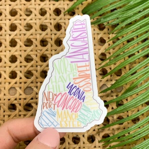 Pegatina de New Hampshire, calcomanía para laptop, calcomanía de mapa de EE. UU., etiquetas patrióticas, calcomanía de mapa, etiqueta troquelada, etiqueta estética, calcomanía para botella de agua