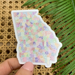 Pegatinas del estado de Georgia, etiqueta del mapa de Estados Unidos, calcomanía de Georgia, calcomanía de EE. UU., etiqueta americana, calcomanía patriota, calcomanía del Día de los Veteranos de Georgia