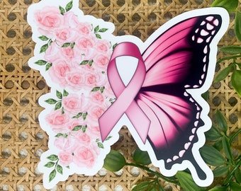 Breast Cancer Sticker, Cancer Awareness Sticker, Breast Cancer Car Decal, Cancer Survivor Sticker, Pink Ribbon Sticker, Vinyl Sticker