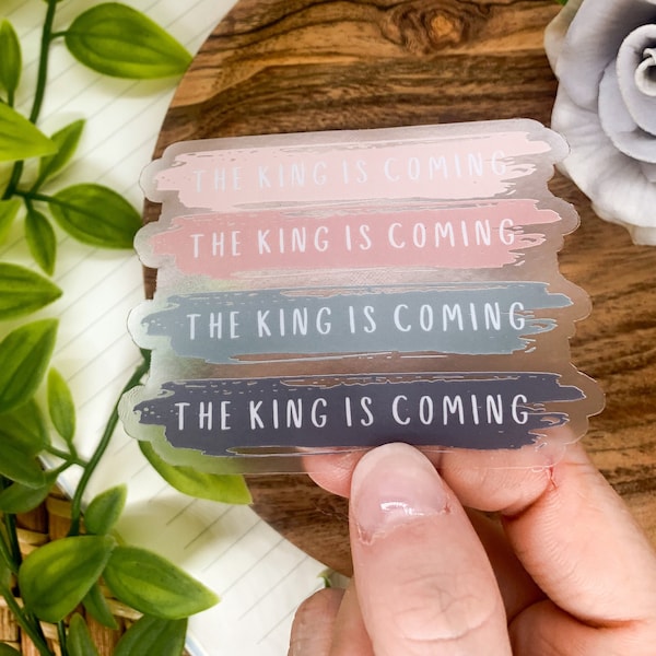 王が来る、キリスト教ステッカー、イエス・キリストステッカー、透明ビニールステッカー、聖書ジャーナルラベル、車用ステッカー、宗教ステッカー、マインドフルネス