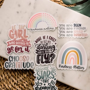 Water Bottle Stickers, Positive Stickers, Stickers Pack Of 7, Vinyl Stickers, Motivational Stickers, Stickers For Water Bottles,Laptop Decal