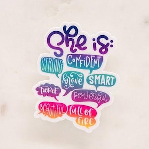 Pegatina para parachoques, Pegatina "Ella tiene confianza", Pegatina feminista, Pegatina de poder femenino, Pegatina de empoderamiento femenino, Pegatina motivacional, Amor propio