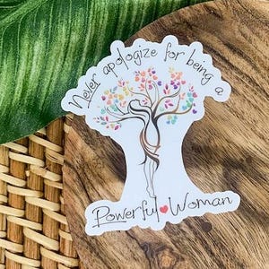 Never Apologize For Being A Powerful Woman ~ Empowering Sticker, Feminist Sticker, Girl Power Decal, Womens Day Stickers, Women Empowerment image 1