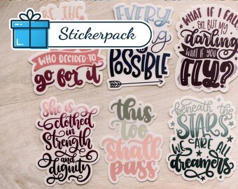 Girl Power Stickers Pack, 6 Girly Labels, Feminist Sticker Pack, Laptop Decals, Self Care Stickers, Water Bottle Decals, Vinyl Labels