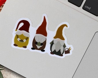 Fall Gnomes Clear Vinyl Sticker, Fall Car Sticker, Autumn Car Decal, Die Cut Sticker, Vinyl Sticker, Weatherproof Decal, Laptop Sticker
