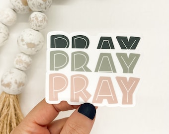 Pray Sticker, Christian Label, Faith Decal, Religious Sticker, Vinyl Decal, Water Bottle Sticker, Laptop Decal, Junk Journal Label, Planner