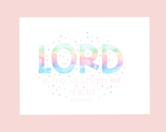 The Lord Is My Strength And Shield Sticker, Bible Verse Label, Christian Car Decal, Rainbow Color Sticker, Waterproof Decal, Jesus Sticker