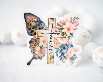 Christian Car Decal, Butterfly Stickers, Cross Sticker, Faith Sticker, Jesus Sticker, Religious Sticker, Christian Sticker, Catholic Decal