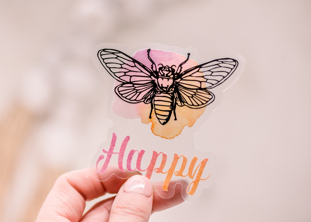 Bee Happy Sticker, Die Cut Bee Sticker, Waterproof Labels ...