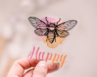 Bee Happy Sticker, Die Cut Bee Sticker, Waterproof Labels, Inspirational Sticker, Save The Bees, Laptop Sticker, Notebook Label, Computer