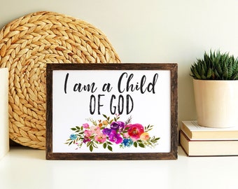 Christian Canvas Poster, I Am A Child Of God Sign, Bible Verse Print, Scripture Wall Art, Inspirational Christian Print,Christian Decor Gift