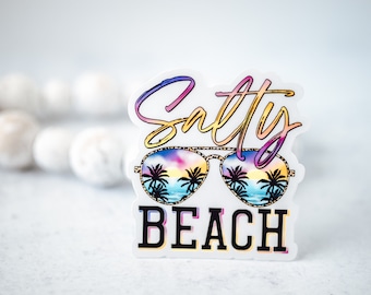 Salty Beach Clear Decal, Hippie Sticker, Die Cut Label, Summer Car Decal, Car Vinyl Stickers, Waterproof Label