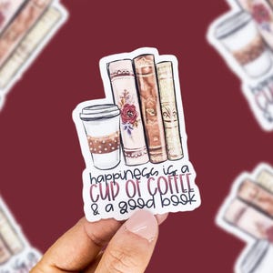 Book & Coffee Vinyl Sticker: Waterproof Reading Decal