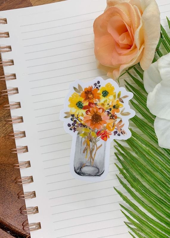 Mason Jar Sticker, Car Sticker, Flower Car Decal, Die Cut Sticker, Vinyl Sticker, Wedding Guest Gift, Wedding Reception, Gifts For Quests