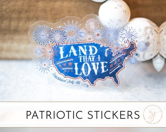 Land That I Love Sticker, Patriot Label, USA Sticker, Bumper Sticker, Water Bottle Decal, Patriotic Sticker, Labor Day Patriotic Sticker