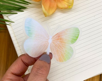 Rainbow Clear Butterfly Sticker, Car Vinyl Decal, Laptop Sticker, Notebook Sticker, Gift For Her, Die Cut Sticker, Aesthetic Sticker