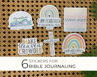 Christian Stickers Bundle, 6 Water Bottle Stickers, Positive Stickers, Catholic Stickers, Religious Stickers, Bible Journaling Stickers